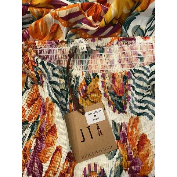 NWT Abel The Label Anthropologie Tiered Maxi Dress M Sleeveless Fruit Print ATL - Picture 10 of 13